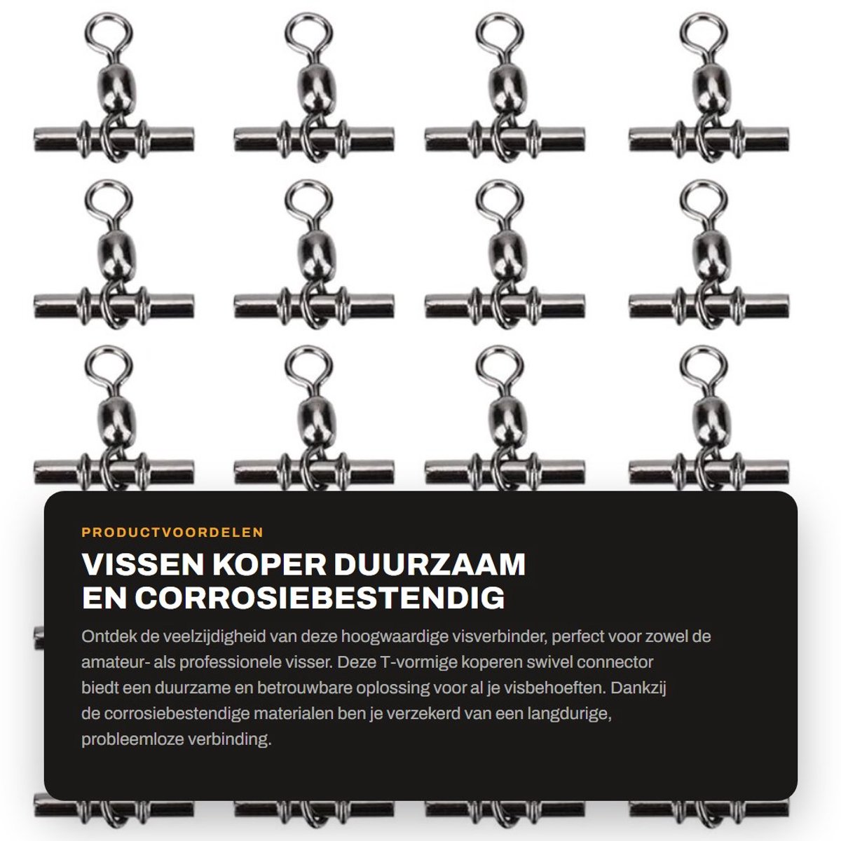 Dailygoods - Vissen - Koper - Duurzaam en Corrosiebestendig - T-vormige Verbinder - Geschikt voor Hengelsport - Standaard Kleur