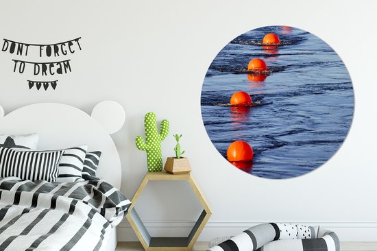 WallCircle - Wandcirkel - Muurcirkel - Boei - Oranje - Blauw - Aluminium - Dibond - 140x140 cm - Binnen en Buiten