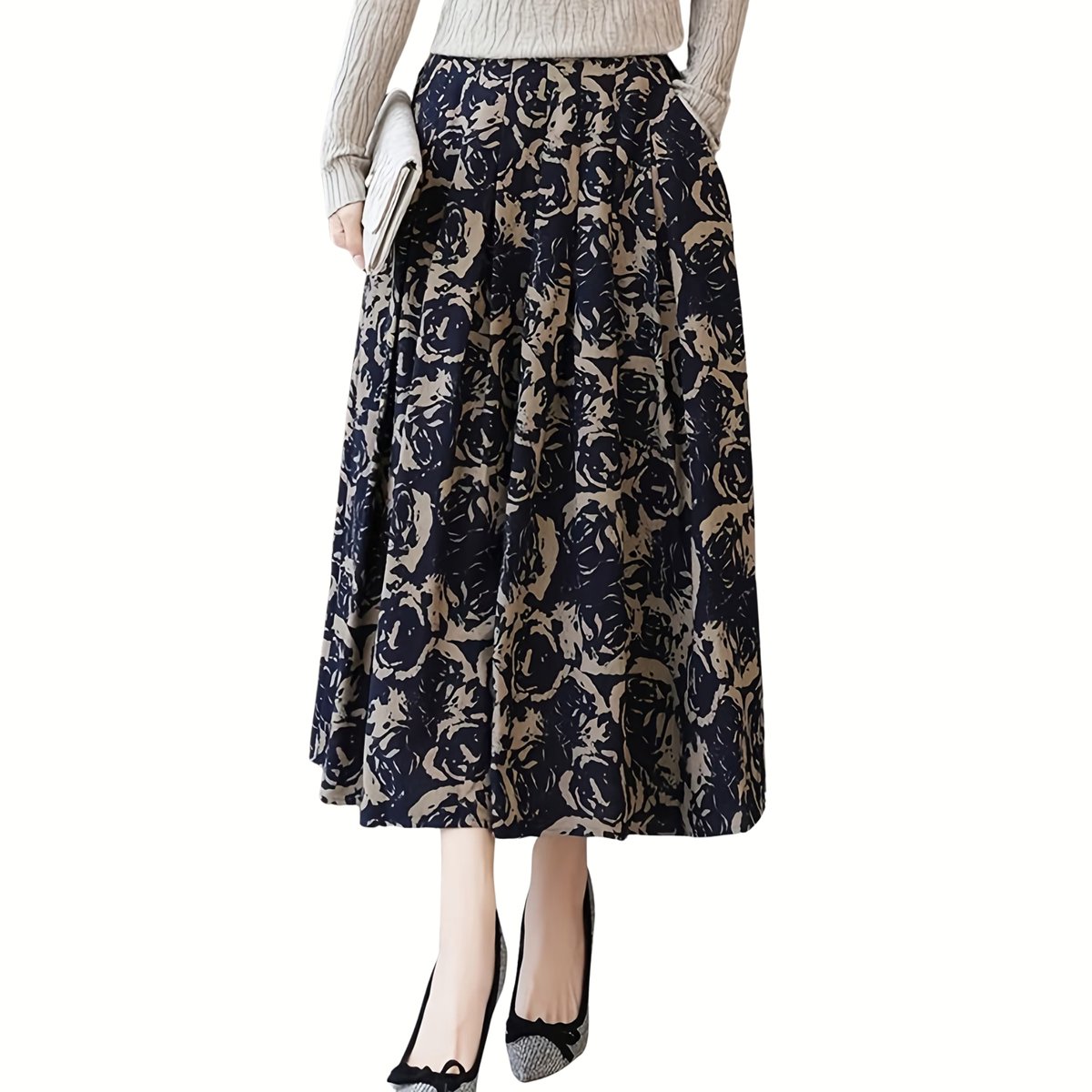 Currero Broekrok Dames Skort Skirts Skirt Rok Midi Korte Broek Culotte Wandelrok Rokje Legging Blauwe Roos