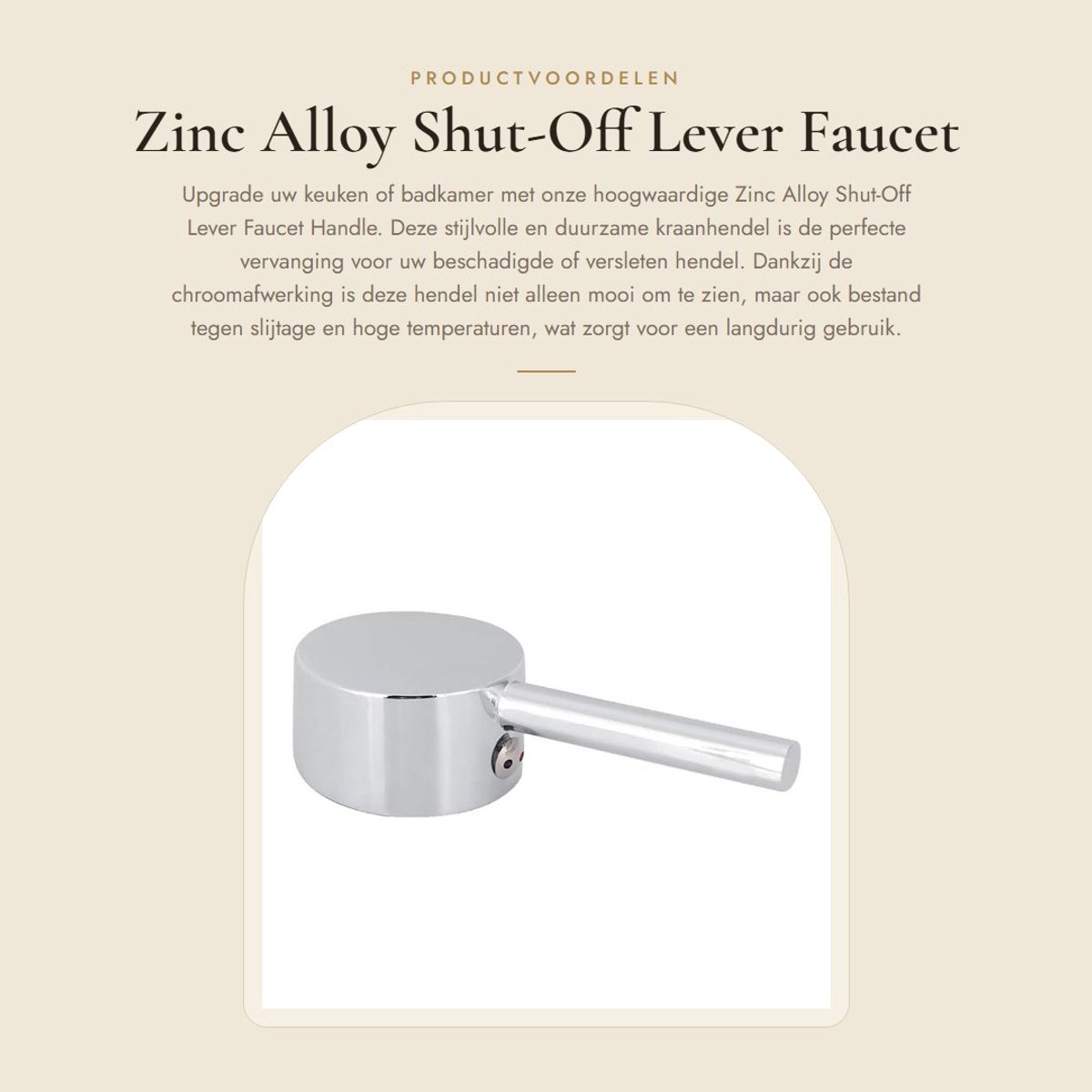 Dailygoods- Kraanhendel Chroom Geplateerd - Vervangingshendel - Badkamer/Keuken - Hoogwaardige Zinklegering - Ergonomisch Ontwerp - Duurzaam en Temperatuurbestendig - Kraanhandvat