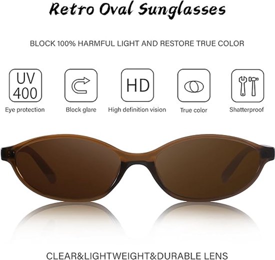 3 Stuks Retro Oval Cat Eye Sunglasses for Women Trendy Narrow Shades UV protection Sun Glasses — afbeelding 5