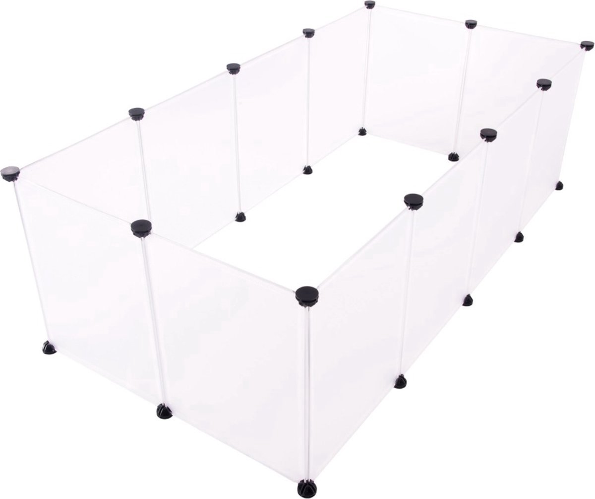 Dierenren 145 x 75 x 46cm Wit - Verstelbaar, Ren Deluxe XXL en Puppyren - Geschikt voor Binnen