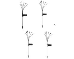LED tuinverlichting - 6 leds per lamp - Zonne-energie - 4 stuks - Solar - Prikspots - Gezellige tuinlampjes - LEDlampen voor in de tuin - duopack - 26CM hoog - CHPN