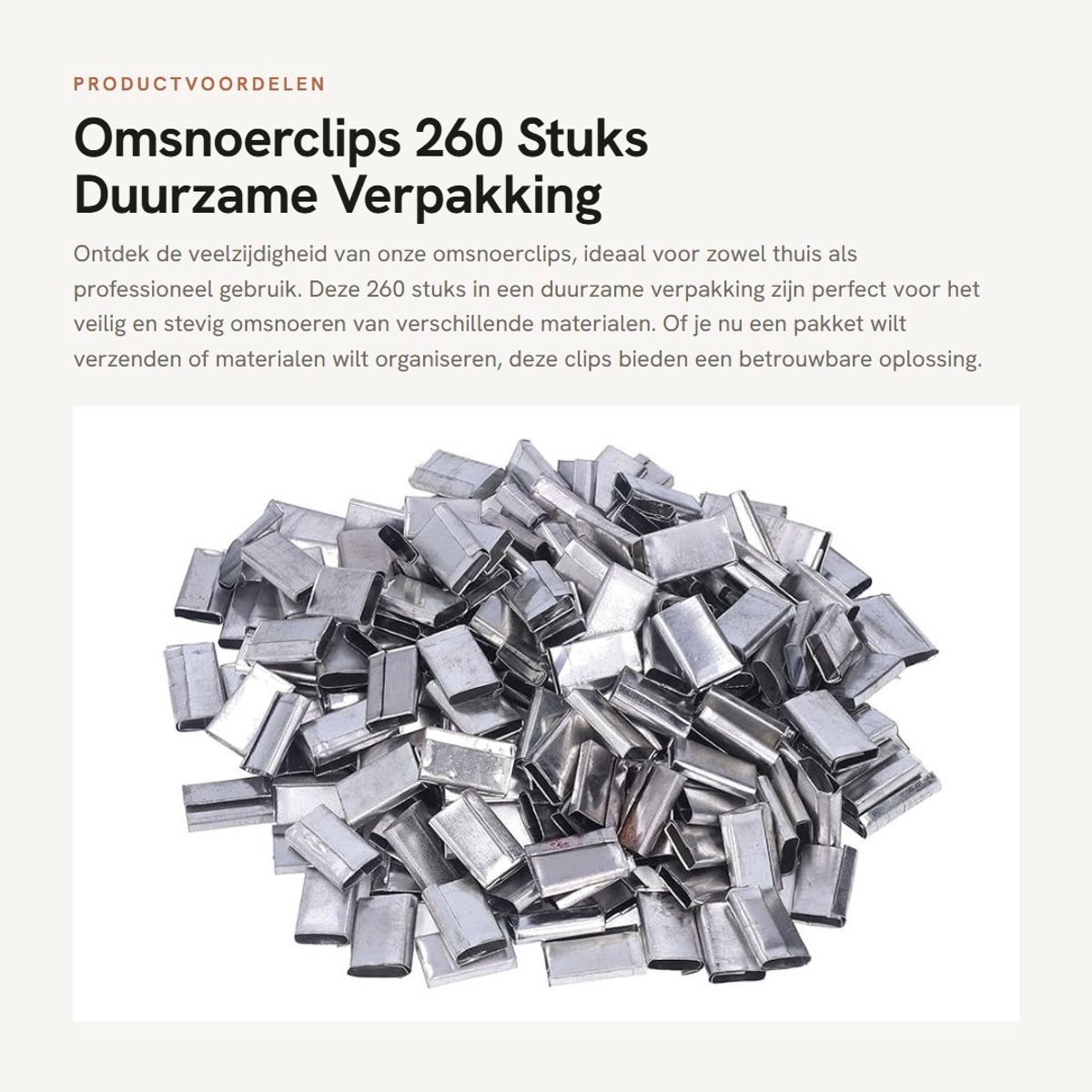 Dailygoods- Omsnoerclips 260 Stuks - Duurzame Verpakking - Omsnoeringspakkingen - Houdcapaciteit - IJzerfolie - Voor PP-folie 12-16 mm - Bindclips