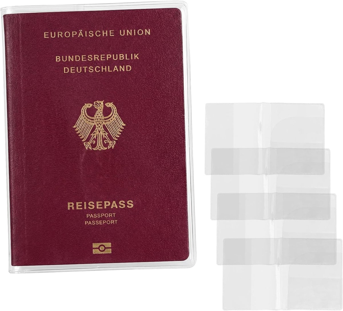 Thijox - Passport Covers Transparant - 4 Stuks - Beschermende Paspoorthouders - Duidelijk Plastic PVC - 2 Slots - Waterdicht & Stofdicht - Krasbestend