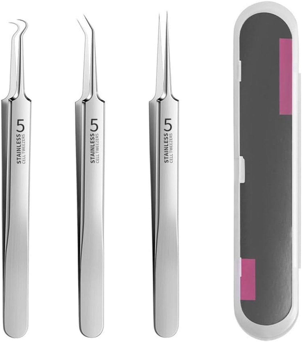 Thijox - 3 Stuks Comedon Stofzuiger Zwarte Punt Extractor Set - Roestvrij Staal Blackhead Remover Gezichtsreiniging - Professionele Mee-eter Verwijder