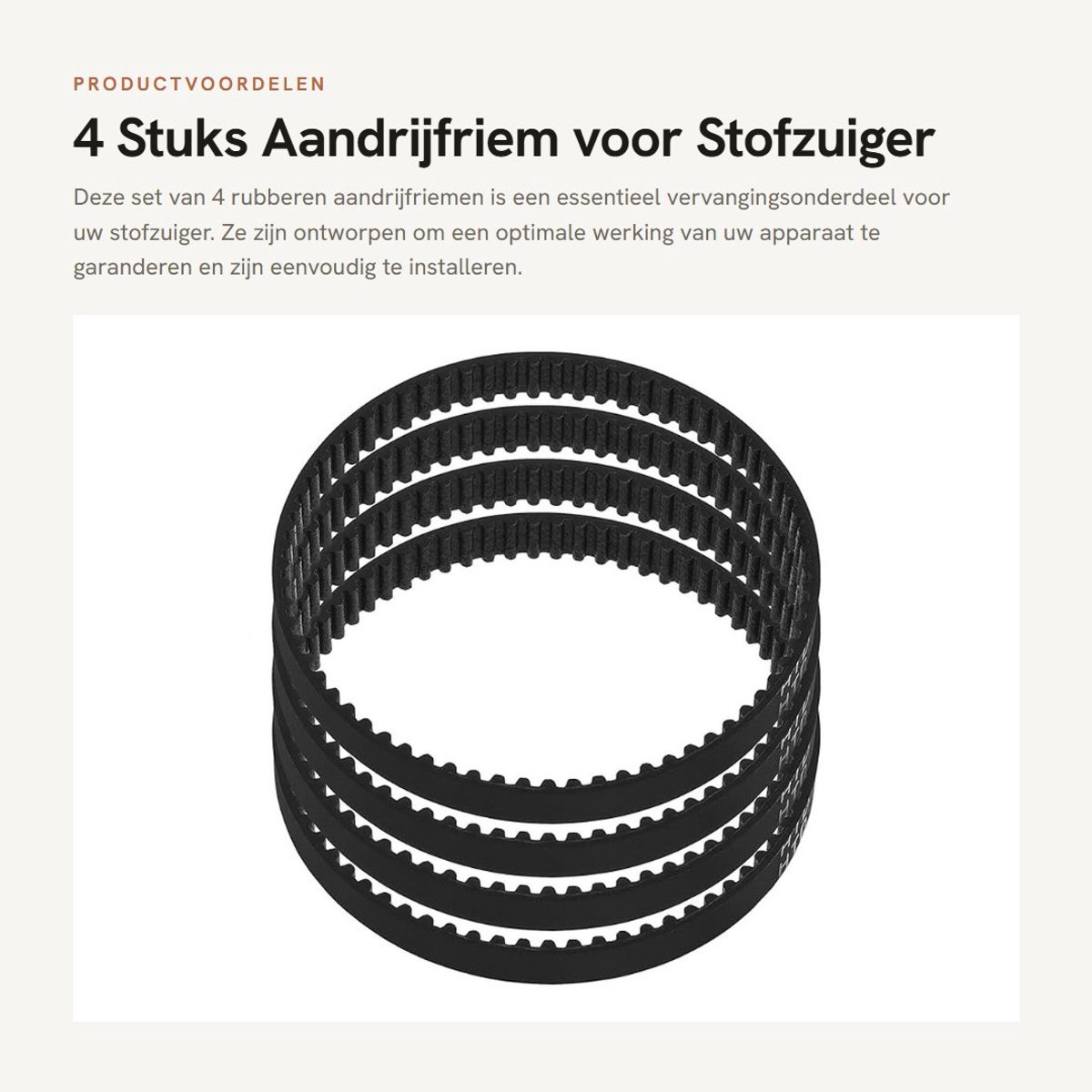 Dailygoods- Aandrijfriem Rubber - 4x Stofzuiger Aandrijfriem - Vervangt 1313607700/1113453000 - Gesloten Lus - 6,5 mm Breedte - 207 mm Binnenomtrek - Stofzuigerriem