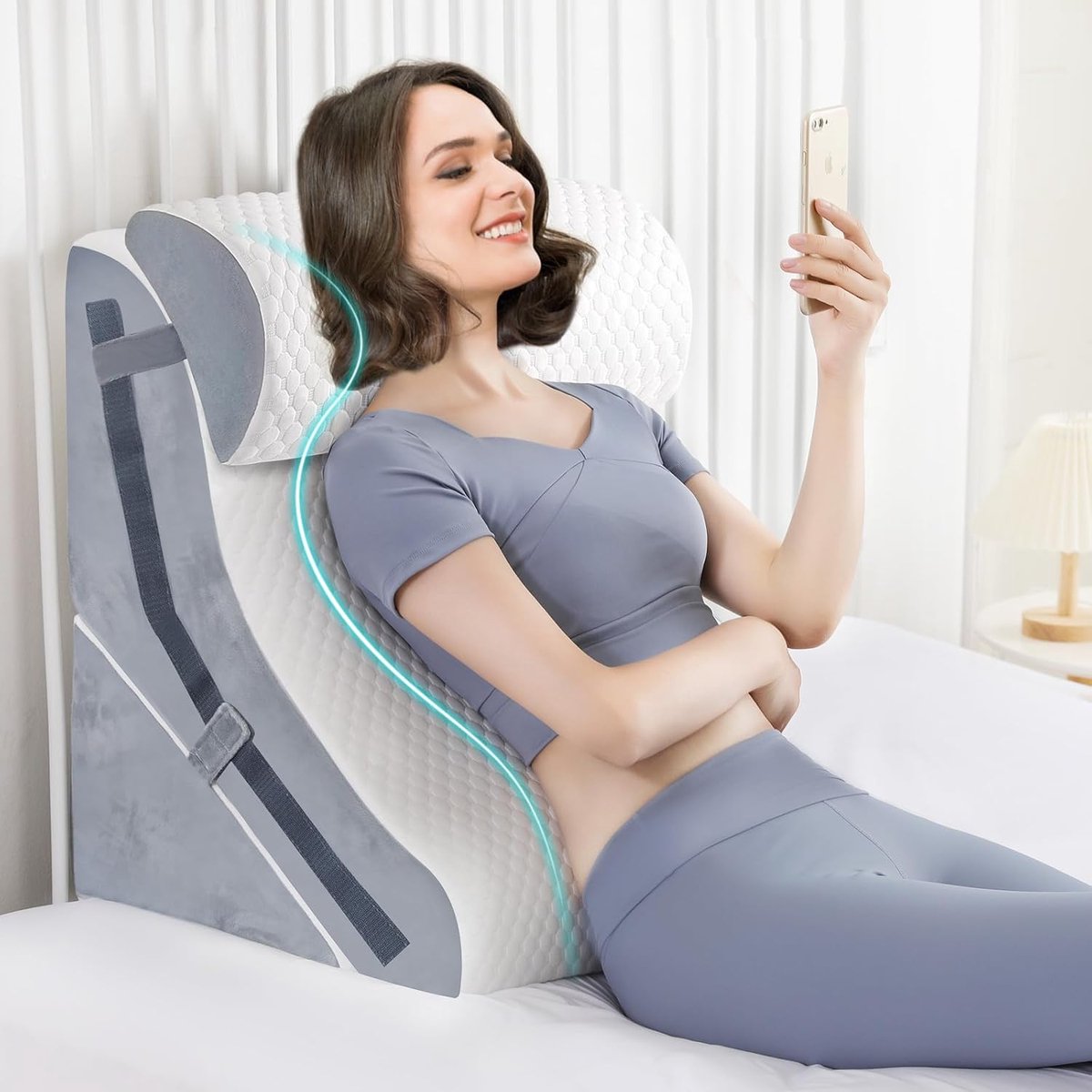 Thijox - Wigkussen om te Slapen, Orthopedisch Bedwigkussen, 15-in-1, 3-delig, Verstelbaar Traagschuim Kussen voor Zuurreflux, Snurken, Ademhalingsprob
