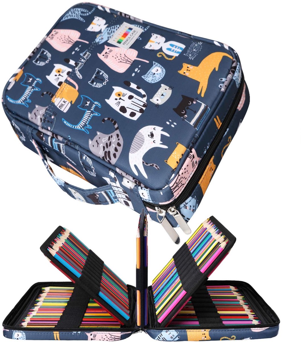 Dailygoods- Potloden Etui Grote Capaciteit - Waterdicht - Etui met 72 Sleuven - Duurzaam - Compact - Geschikt voor 220 Kleurpotloden - Pencil Case