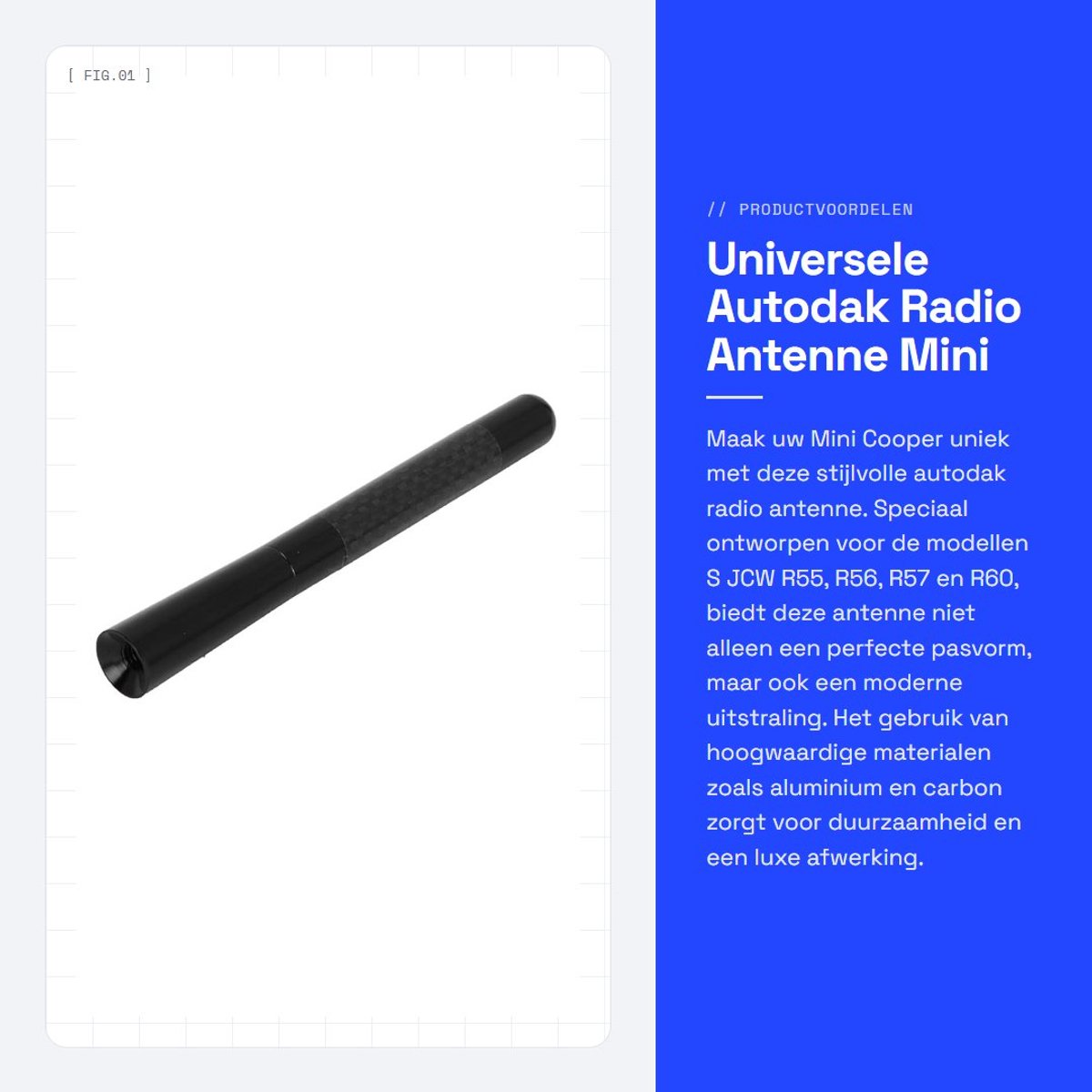 Dailygoods- Autodak Antenne Universeel - 4.7 Inch Aluminium - Haaienvin Antenne - Geschikt voor Mini Cooper S JCW R55/R56/R57/R60 - Eenvoudig te Installeren - Stabiele Prestaties - Auto Antenne