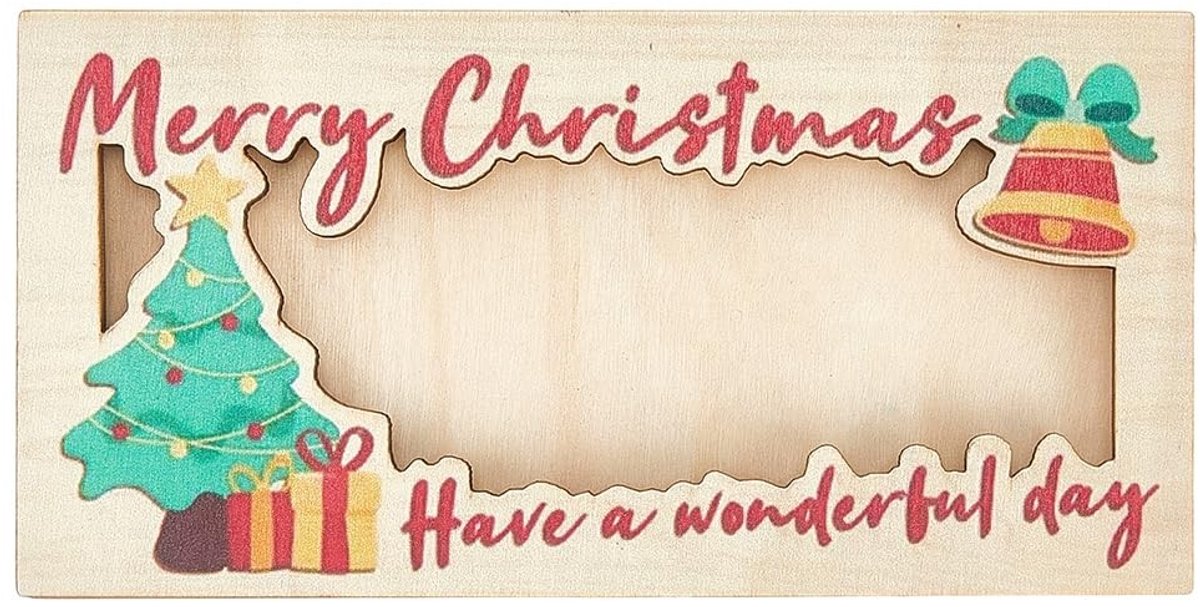Dailygoods - Houten Kerstgeldhouder met Wenskaarten voor Feestdagen