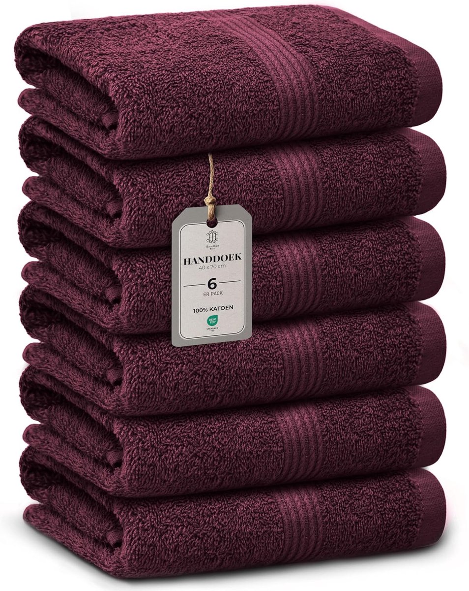 Luxe Handdoeken Set - Zachte Katoen - Dagelijks Gebruik - Absorberend Sneldrogend - 6 Stuks 40x70 - Bordeaux