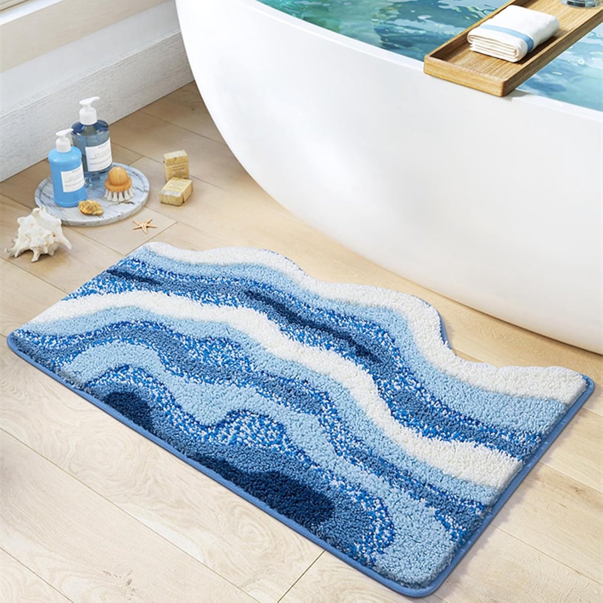 Zachte en Absorberende Badmat 50 x 80 cm met Golfpatroon, Machinewasbaar voor Badkamer en Woonruimte, Ideaal voor Comfort en Stijl