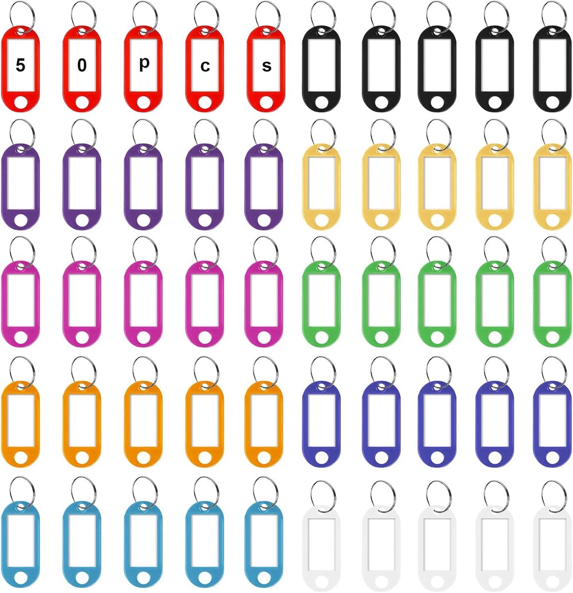 Thijox - 100 Stuks Sleutelhangers Kunststof Sleutelborden met Lussen voor Organisatie, Kantoor, Camping, Feest, Kinderen, Tuin, Keuken