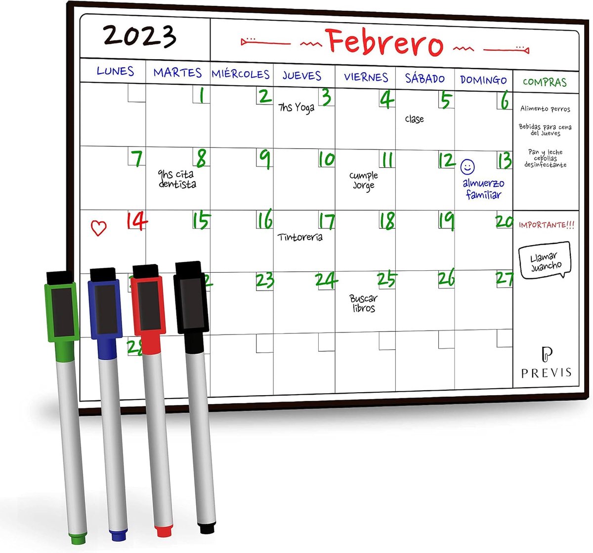 Magnetisch bord voor koelkast A4 - maandplanner - met boodschappenlijst - ideaal voor de keuken - ShopVlot
