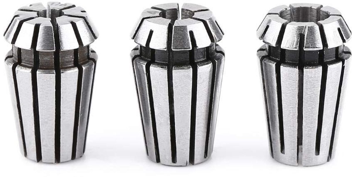 CNC Collet Set van 3 Stuks, 1/8 inch (3.175mm), 4mm en 6mm voor Precisie Frezen en Graveerwerk