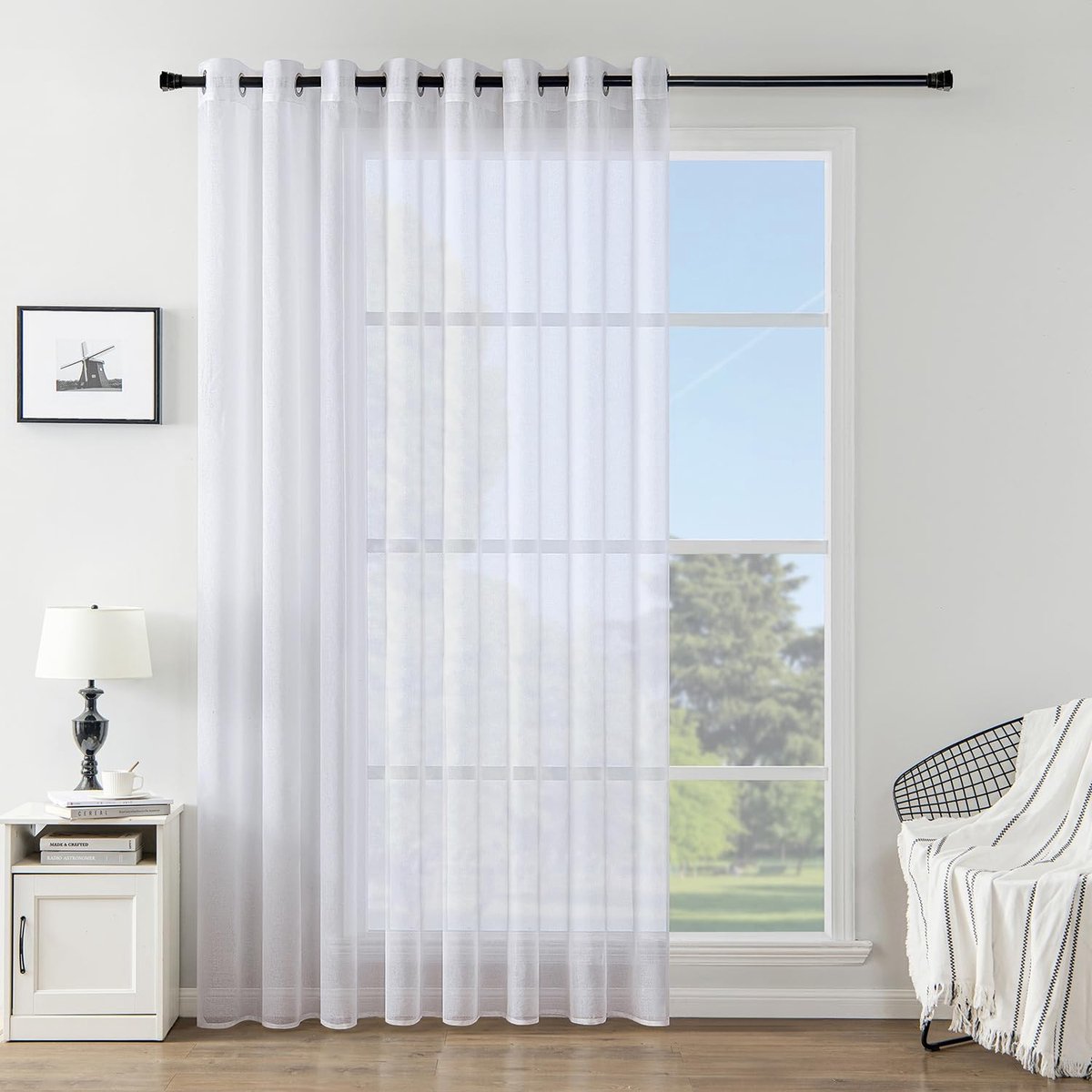 Inovra- Gordijn 300x225 cm - Transparant - Binnengordijn - Ringen - Polyester - Semi-trans