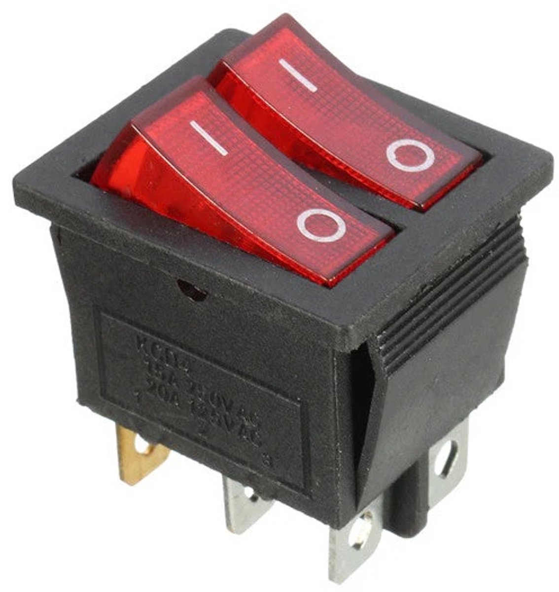 28x22 mm dubbele tuimelschakelaar 6 ampère - 250 volt on/off schakelaar - verlichte wipschakelaar - gmp
