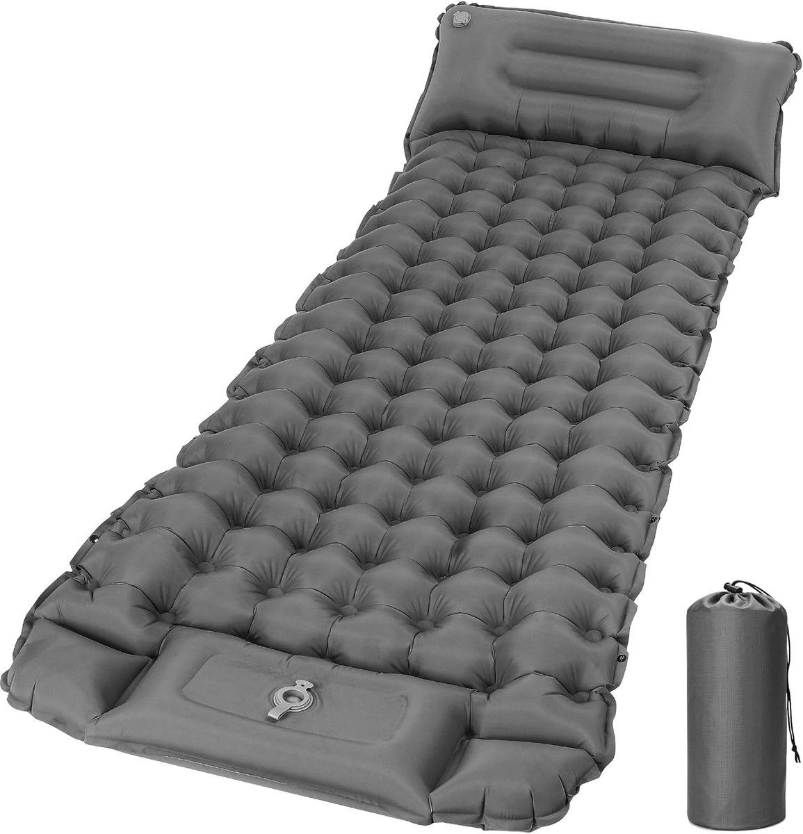 Thijox - Opblaasbare Isomat - Camping-Isolatiemat met Ingebouwde Voetpomp - Comfortabel en Lichtgewicht voor Kamperen, Strand en Wandelen - Grijs