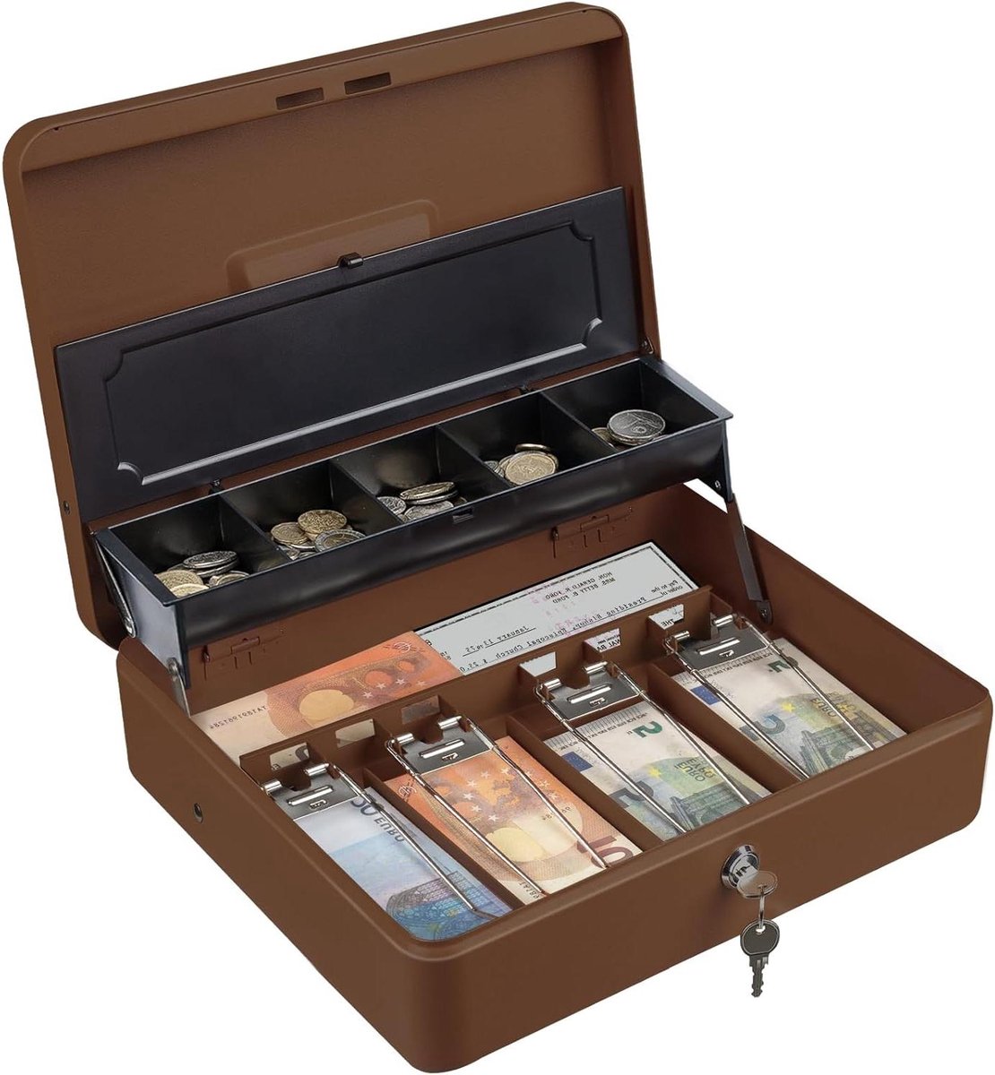 Kassalade - Geldlade - Geld Opbergen - Met 2 Sleutels - 30 x 24 cm - Zilver