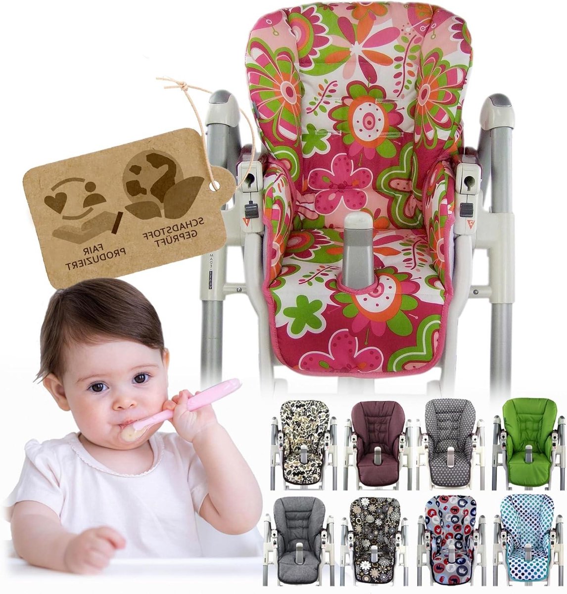 Kinderstoelhoes - Vervangende Overtrek - Eten & Spelen - Wasbaar & Zacht Gevoerd - 78 x 63 x 5 cm
