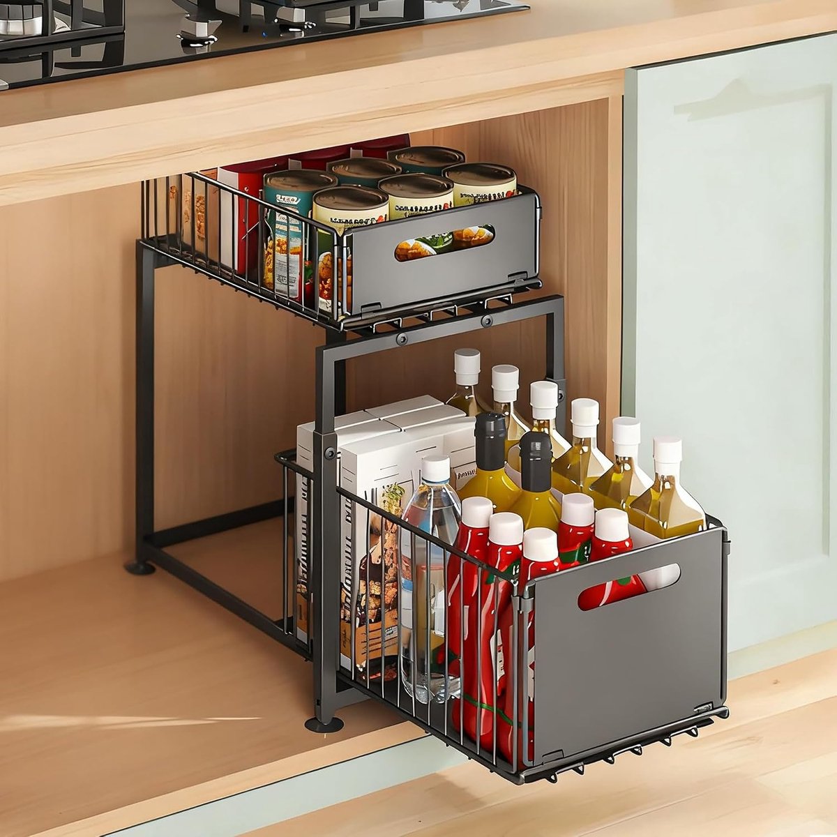 gootsteenkast organizer uitrekbaar - Verstelbare Organizer - Metalen - Uittrekbare Laden - Antislip - Voor Keuken en Badkamer