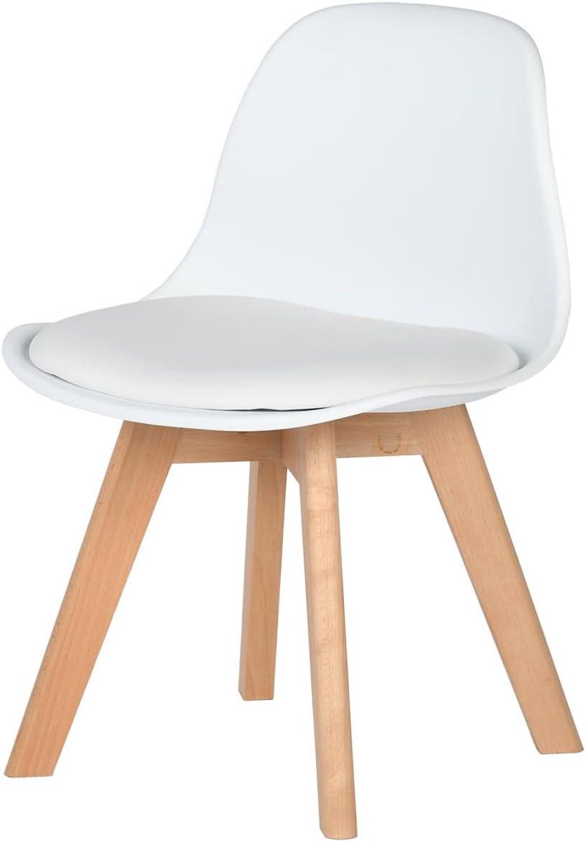 Kinderstoel - Mini bureaustoel - Lezen en schrijven - Stabiel houten onderstel - 38x32x55 cm - Wit