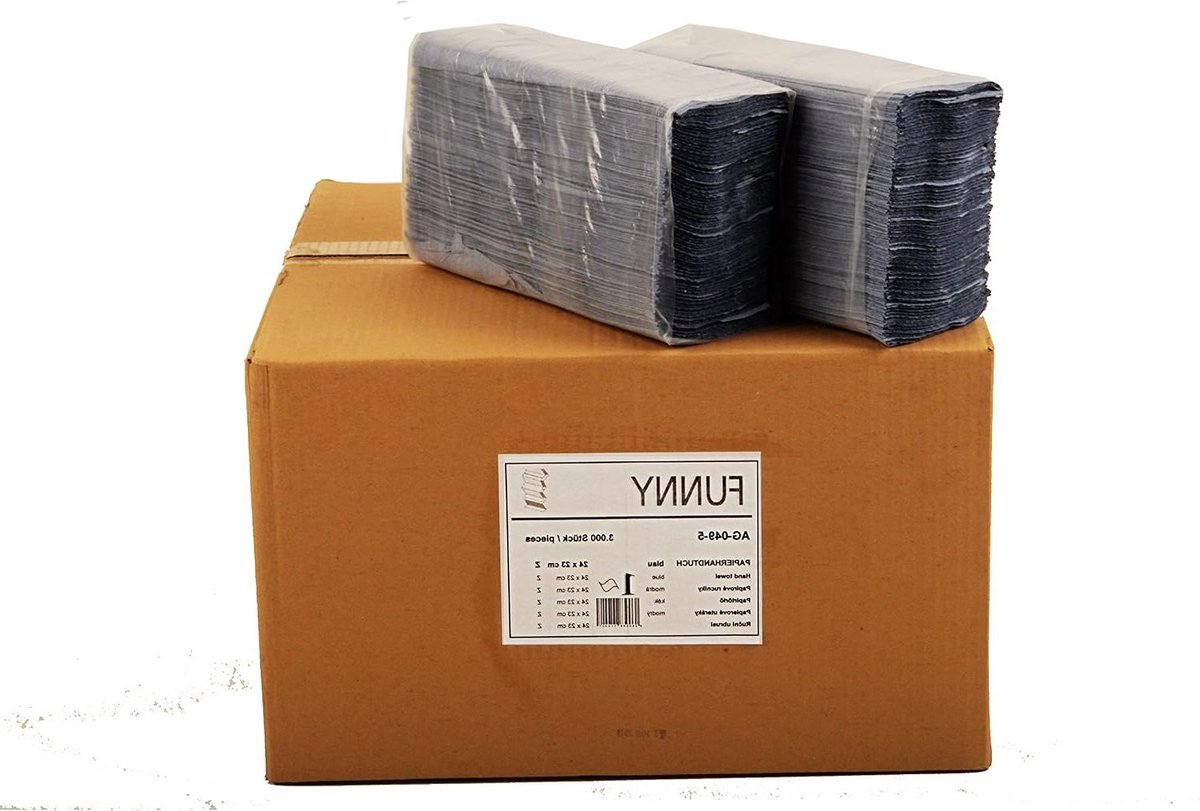 Papieren Handdoeken - Vouwdoeken - Hygiënisch Werken - 100% Gerecycled Materiaal - 3000 Vellen - Blauw