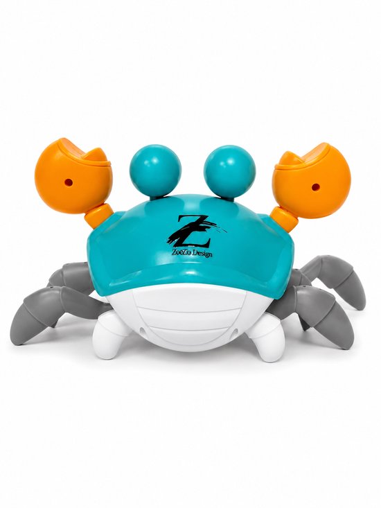 ZoeZo Lopende Krab Bewegend Speelgoed - Sensorisch - Montessori - Motoriek - Leren kruipen - Met Muziek en Licht - Tummy Time Kinderspeelgoed - Voor Baby en Peuter - Blauw van ZoeZo Design — afbeelding 5