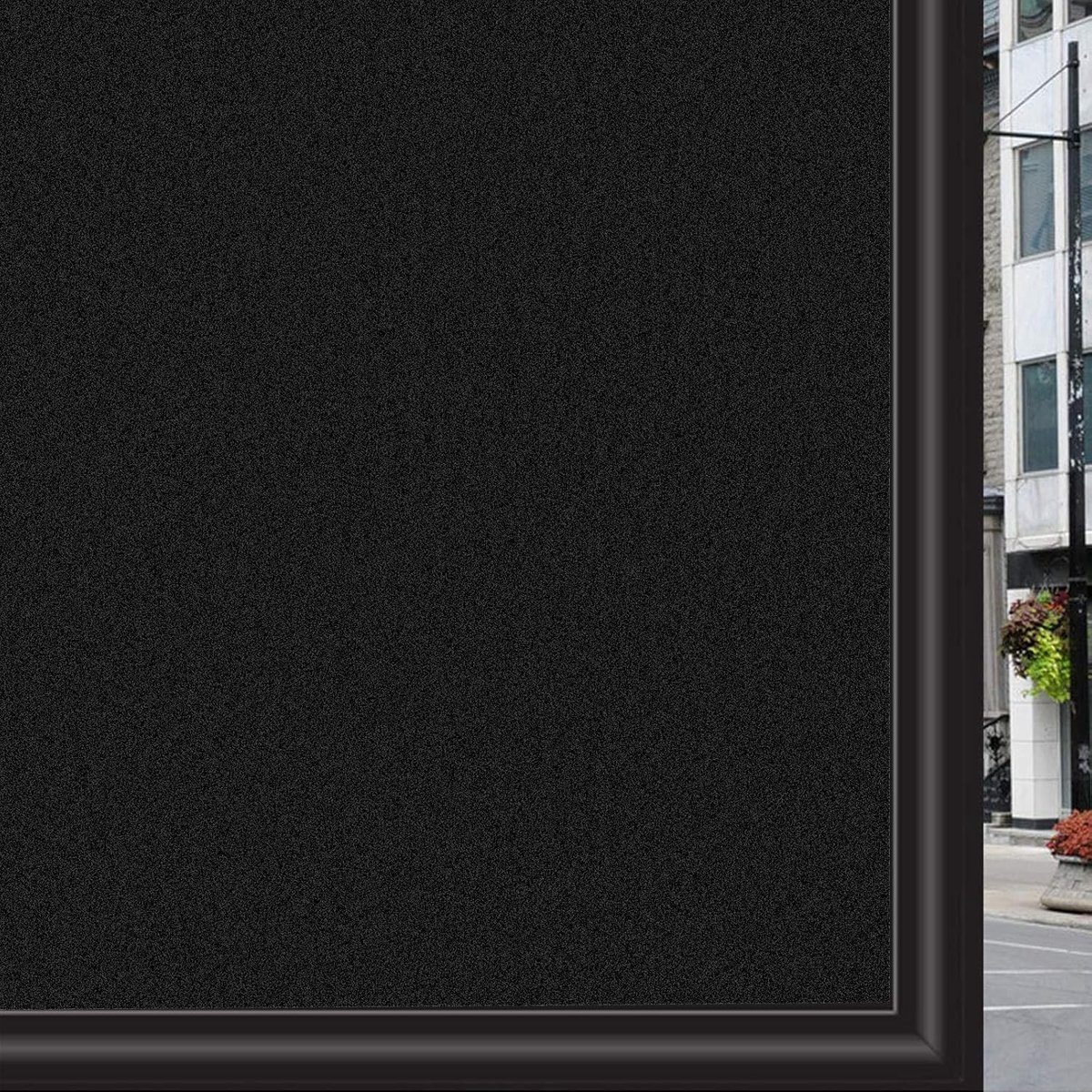 Opaque Zwarte Frosted Raamfolie - Lichtdicht en Zelfklevend voor Ramen, Douchecabines en D