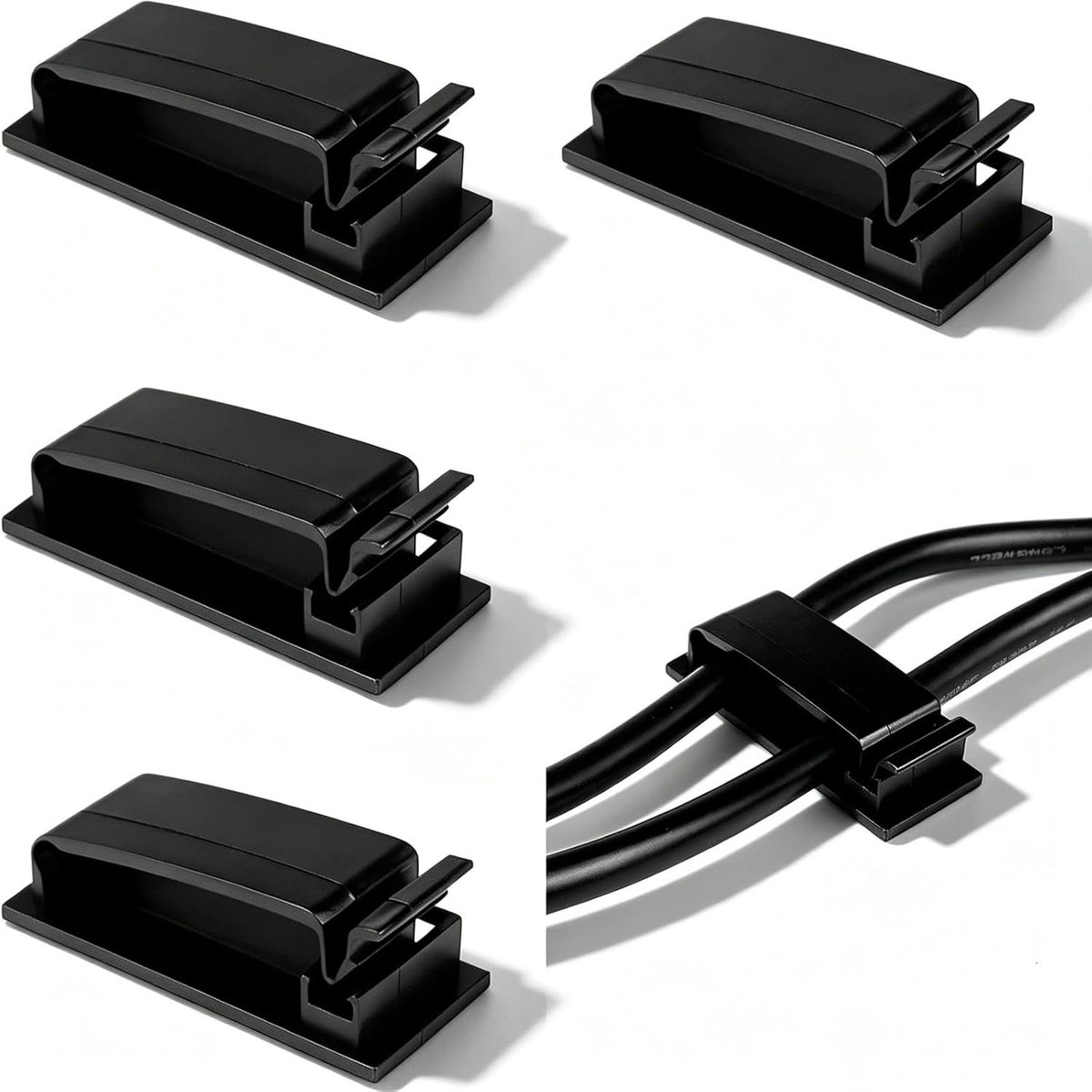 Thijox - 50 stuks Zelfklevende Kabelclips - Kabelhouders en Kabelorganizer - Nylon Zwart - Perfect voor TV, Laptop en Thuisgebruik