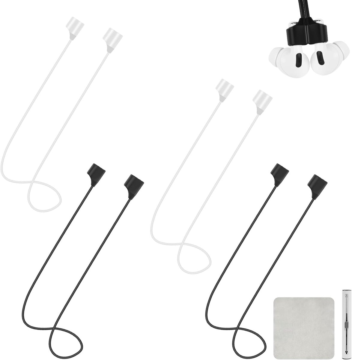 Thijox - HOTUT Strap voor AirPods - 2 Magnetische Koorden voor Sport-Oordopjes - Anti-Verlies Siliconen Riemen voor Joggen, Fietsen, Reizen, Zacht en