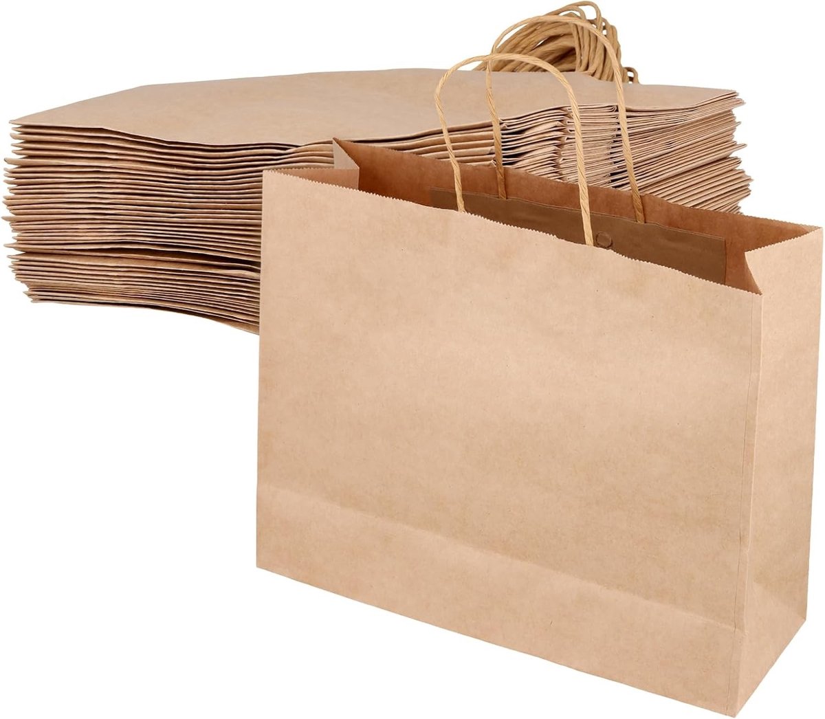 40 Pack Bruine Kraftpapieren Zakken met Handvatten, 32 x 11 x 25cm, Ideaal voor Geschenkverpakkingen, Feestdecoratie en Winkelen