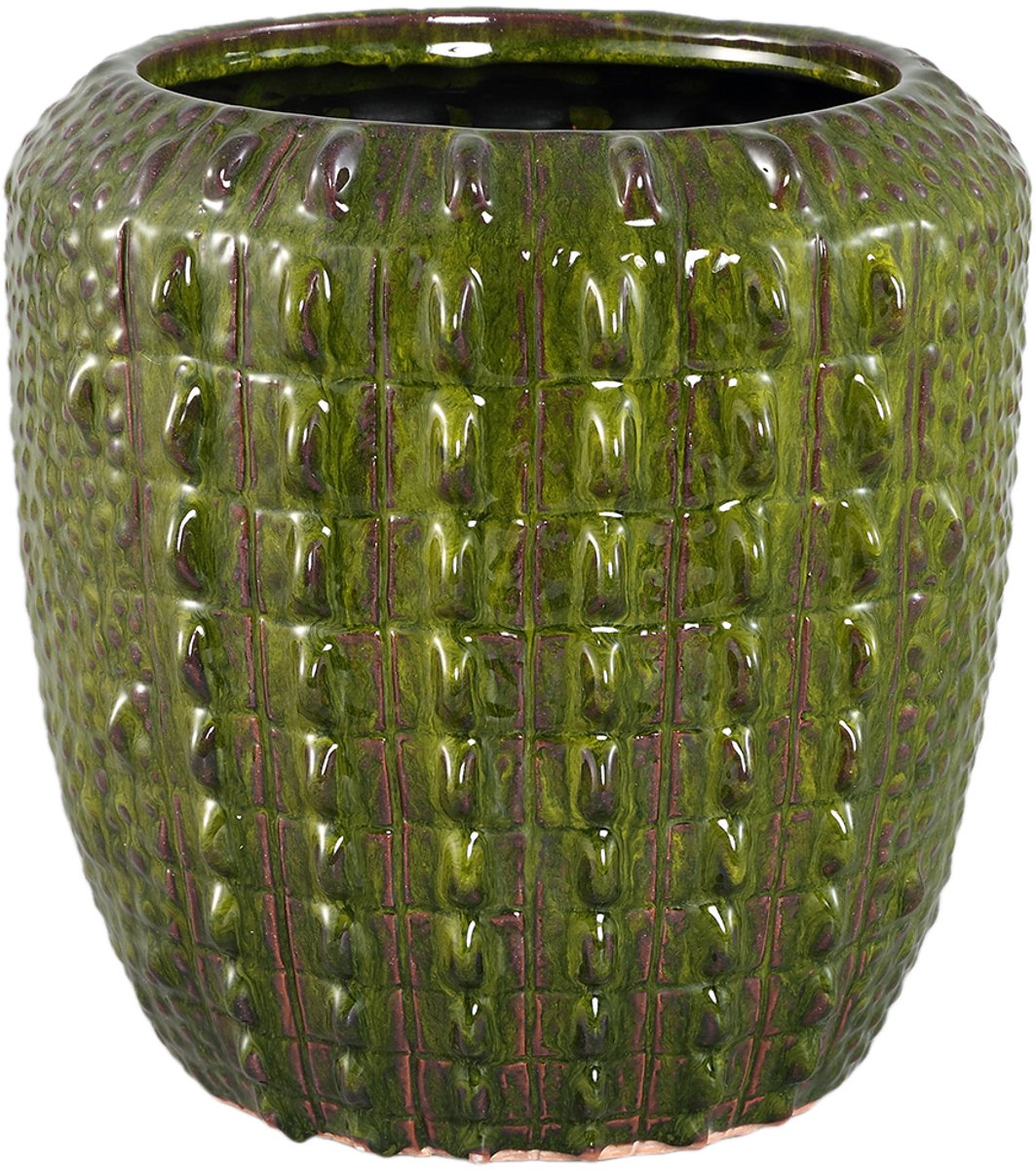 PTMD Crocco Dark Green Ceramic Round Pot Croco PatternM