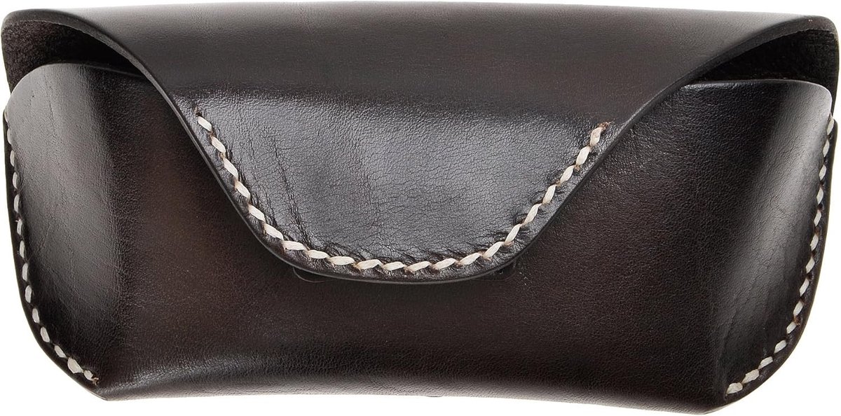 Unisex Semi Hard Echt Lederen Brillen Case met Riemlus voor Receptbrillen en Zonnebrillen, Duurzaam en Stijlvol Ontwerp