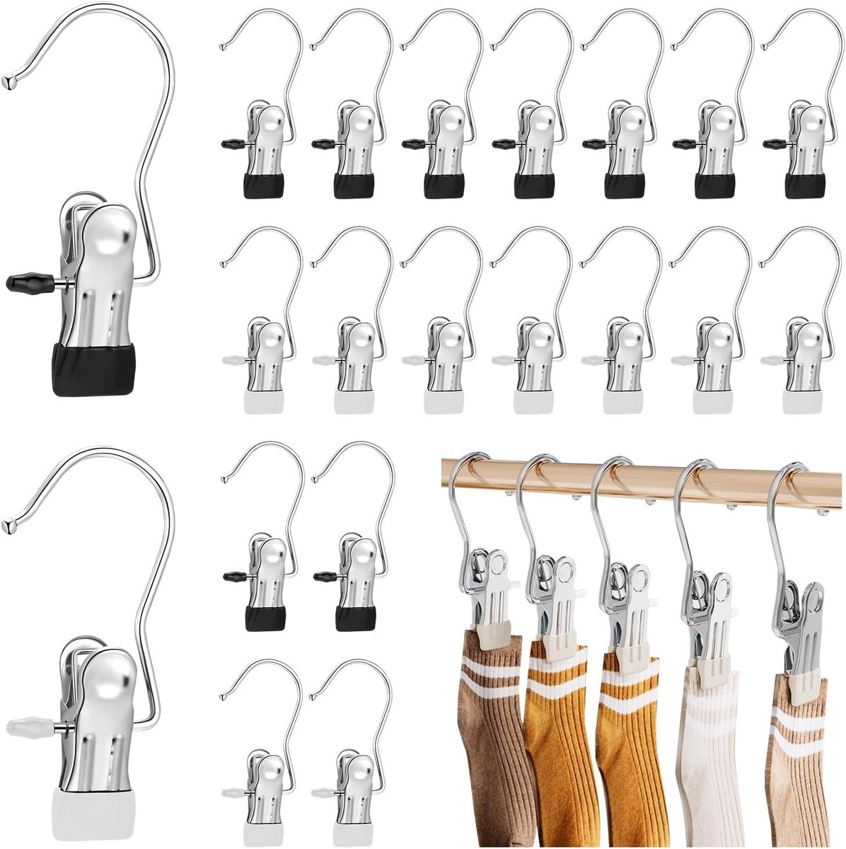 Set van 20 Robuuste RVS Wasknijpers voor Kleding, Handdoeken, Broeken en Sokken - Duurzaam en Weerbestendig