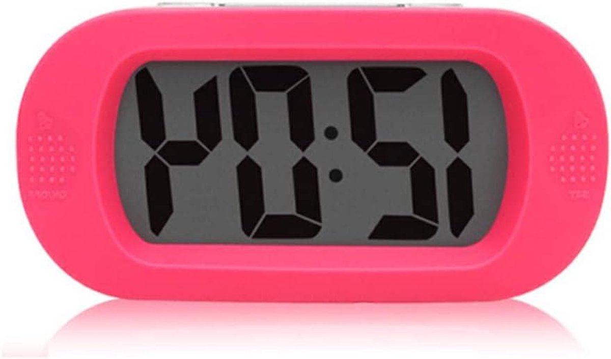LED wekker - Nachtlampje tafel - Wakker worden - Extra grote cijfers - 15 cm breed - Roze