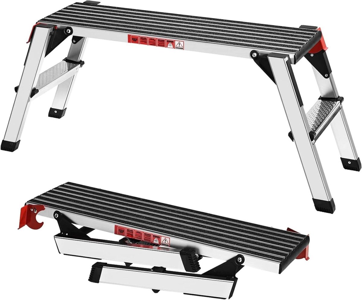 Aluminium Werkplatform - Vouwladder Platform - Klus Werkzaamheden - Antislip Veiligheidssloten - 150 kg Draaglast - Zilver