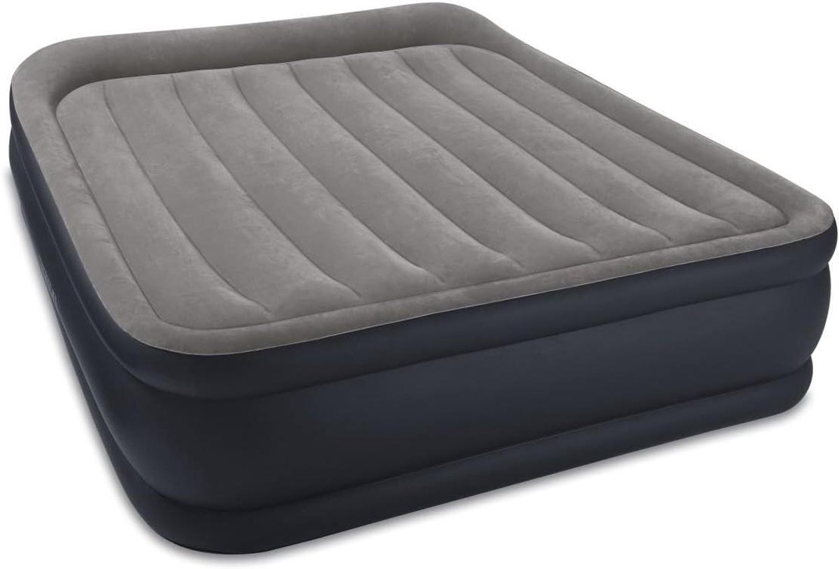 Luchtbed - Opblaasbaar Bed - Logeren Thuis - Ingebouwde Elektrische Pomp - 152 x 203 cm - Grijs Blauw