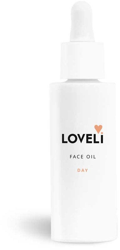 Witte fles met LOVEli DAG gezichtsolie.