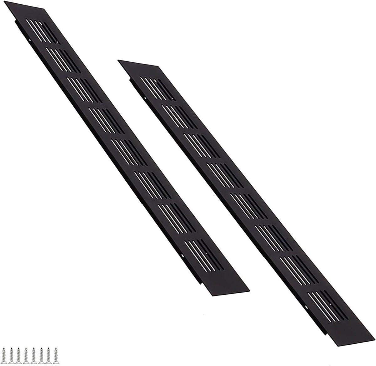 Ventilatierooster Set - Luchtgaten - Luchtcirculatie Verbeteren - Corrosiebestendig Aluminium - 350 x 50 mm - Zwart