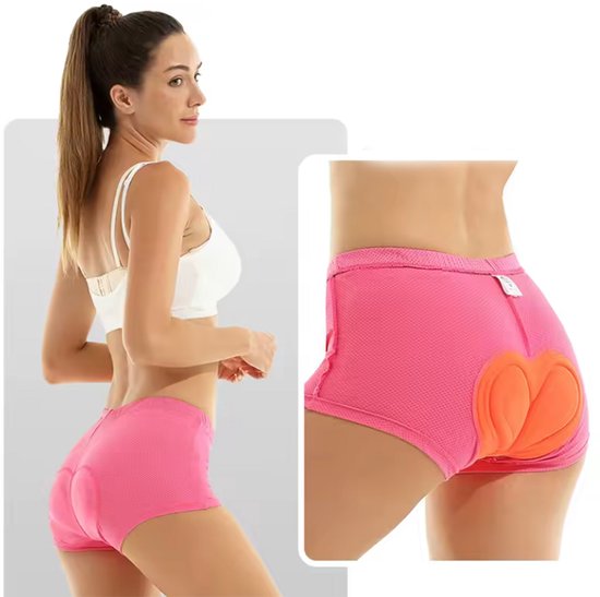 Fietsonderbroek - Fietsbroek - Fiets ondergoed - Met zeem - Wielrenbroek - Cycling shorts - Racefiets broekje - Fietskleding - Maat L - Roze - Jonyx — afbeelding 5