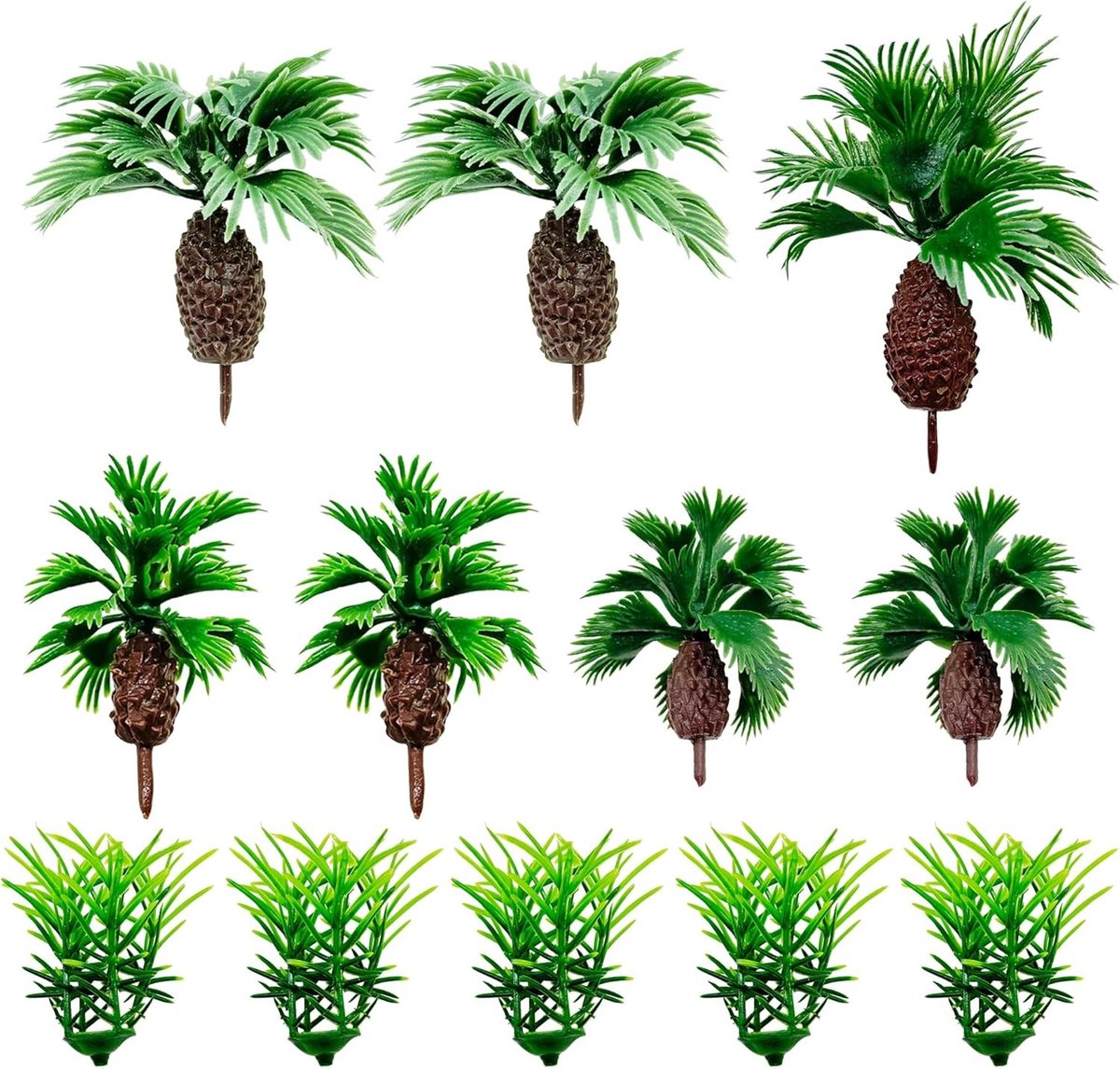 12 Stuks Miniatuur Palm Bomen en Gras voor Modelbouw, DIY Landschapsdecoratie en Tuinontwerp