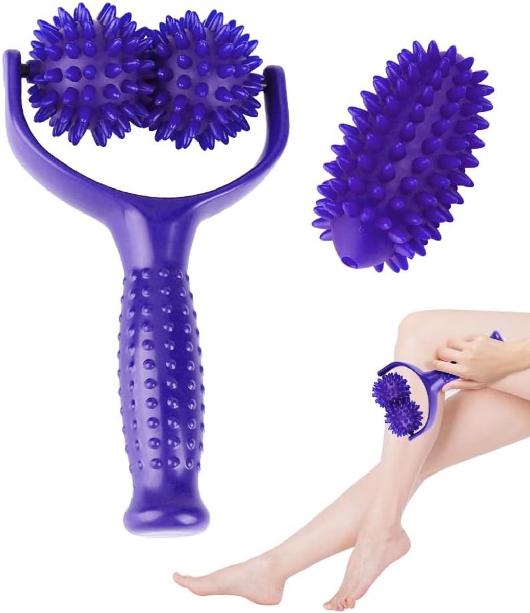 Verwisselbare massageroller met handgreep en 3 egelballen voor voeten, benen, schouders en rug, ideaal voor zelfmassage en ontspanning