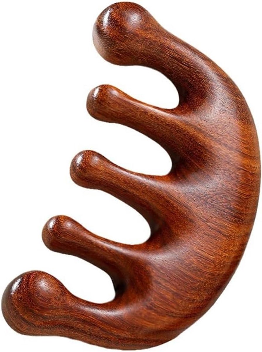 LuLiyLdJ Scalp Massager, hoofdhuidmassageapparaat, hoofdhuidmassage, massagekam van hout met brede tanden, ronde - ShopVlot