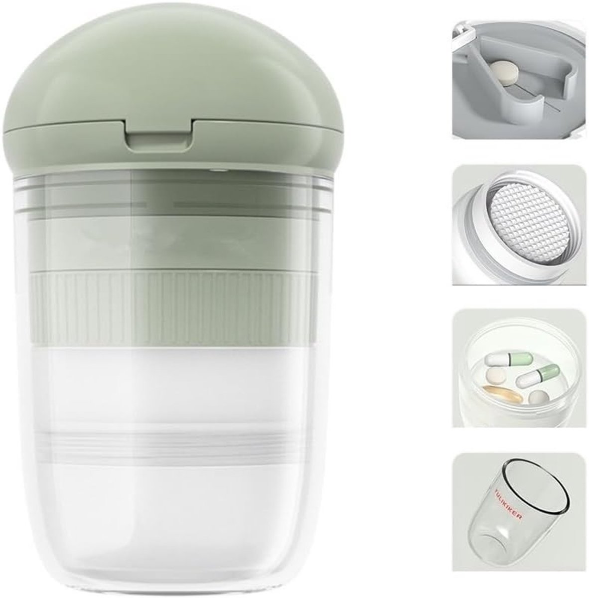 Multifunctionele 4-in-1 Tabletten Snijder, Pillen Molen, Pillen Organizer en Reisdoos voor Dagelijks Gebruik en Reizen