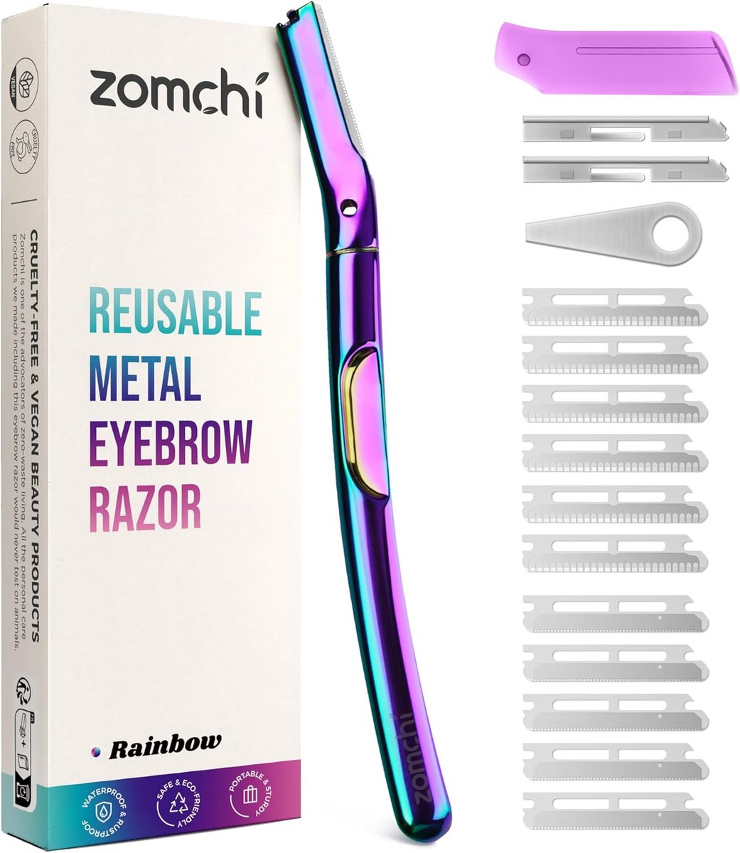 Thijox - ZOMCHI Dermaplaning Tool voor Gezichtsexfoliatie met 10 Vervangbare Navullingen, Wenkbrauwscheermes en Perzikhaarverwijdering - Gezichtscheer