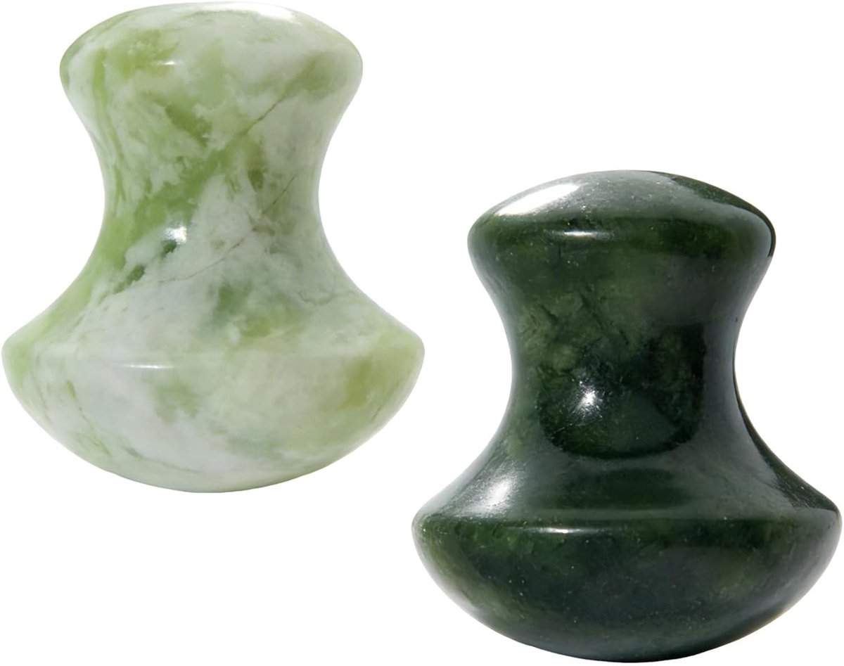 SnelShoppen - Gua Sha Mushroom Shape Massage Tool Set van 2 Aventurine Natuurlijke Steen voor Gezicht, Nek, Ogen - Beautysalon, Spa, Ontspanning, Fijn