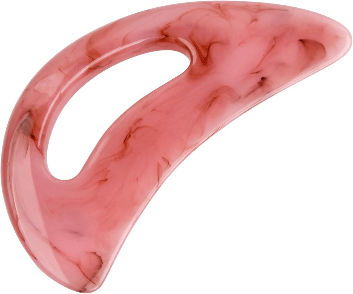 Thijox - Guasha Gua Sha Massageapparaat Roze Steen met Handvat voor Gezicht, Lichaam, Lymfedrainage, Pijnverlichting, Cellulitis, 22x16cm