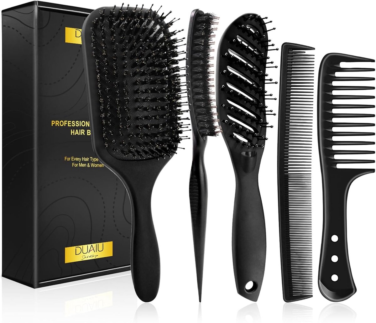 Thijox - Haarborstel Mannen Styling Set - Professionele Haarverzorging, Perfect voor Korte en Lange Haarsnit, Inclusief Kam en Stylingborstel van Hout